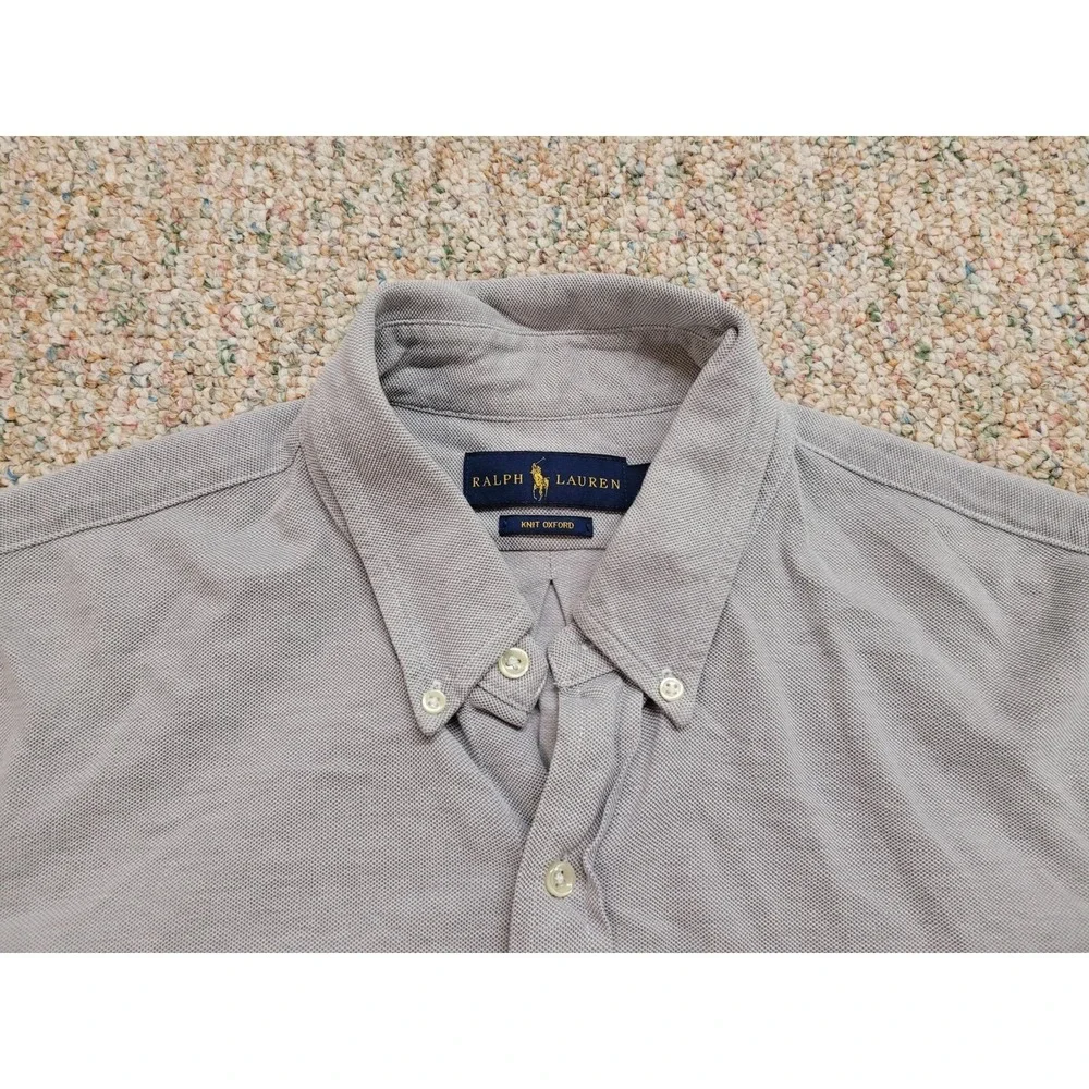 Ralph Lauren Shirt Mens XL Grey Knit Oxford Button Down Long Sleeve Flesh‎ Pony
